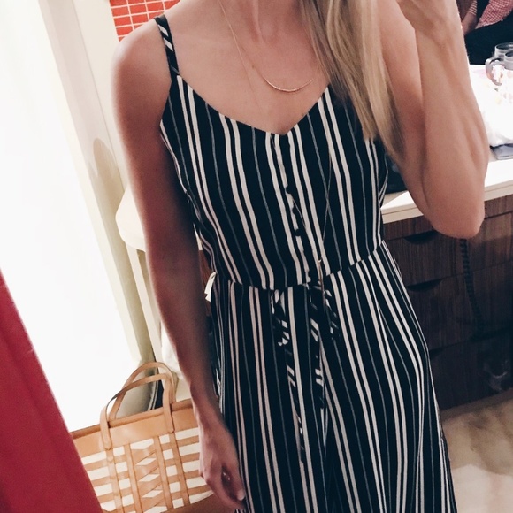 LAST 1! Black & White Striped Jumpsuit - Picture 5 of 8